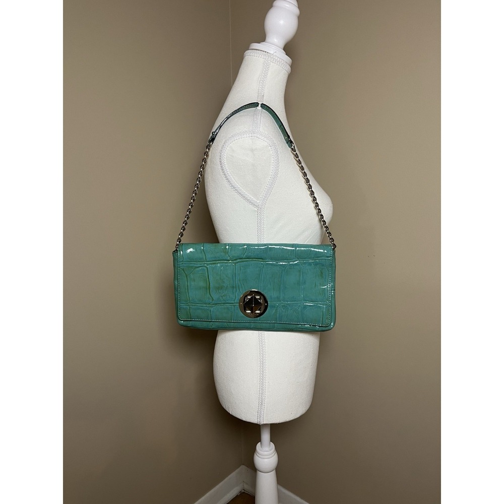 Kate Spade New York Knightsbridge Monette Blue Croc Design Shoulder Bag Chain